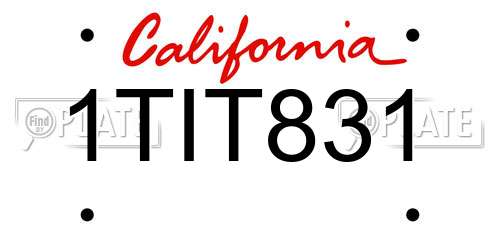 1TIT831 California License Plate
