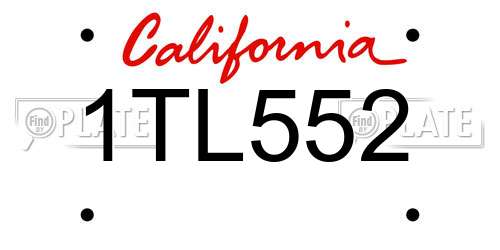 1TL552 California License Plate