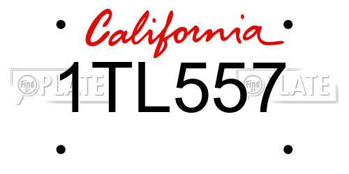 1TL557 California License Plate
