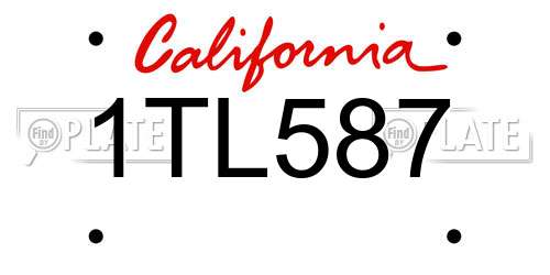 1TL587 California License Plate