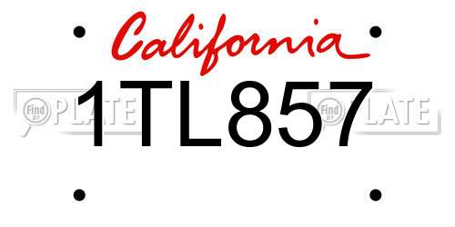 1TL857 California License Plate