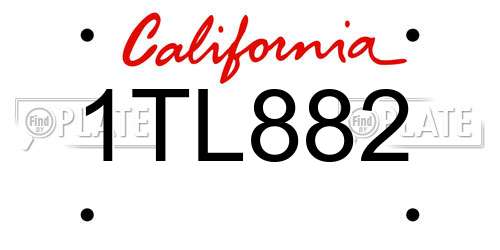 1TL882 California License Plate