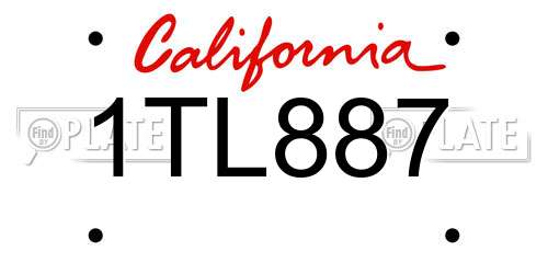1TL887 California License Plate