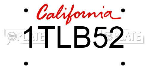 1TLB52 California License Plate