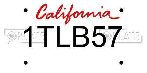 1TLB57 California License Plate