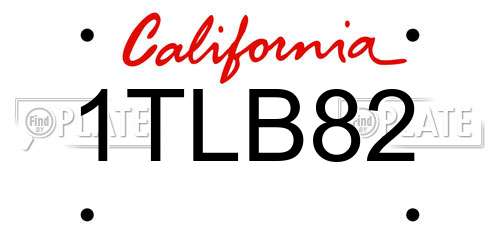 1TLB82 California License Plate