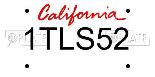 1TLS52 California License Plate