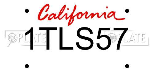 1TLS57 California License Plate