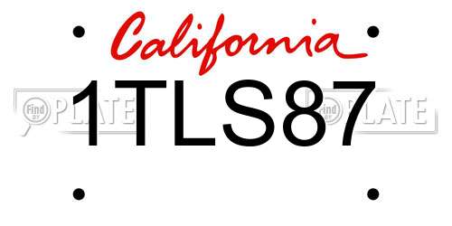 1TLS87 California License Plate