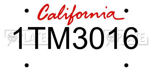 1TM3016 California License Plate