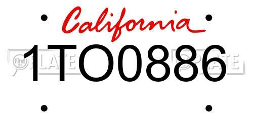 1TO0886 California License Plate
