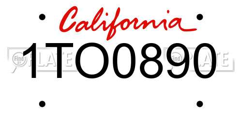 1TO0890 California License Plate