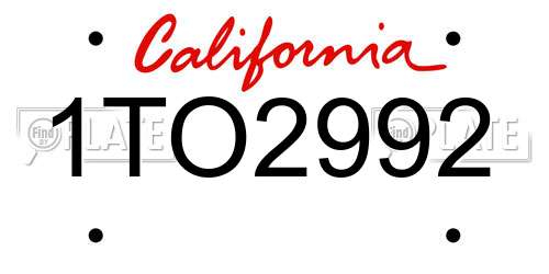 1TO2992 California License Plate