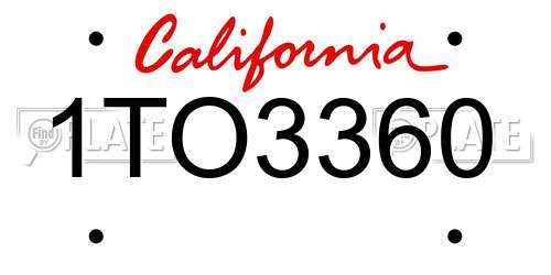 1TO3360 California License Plate