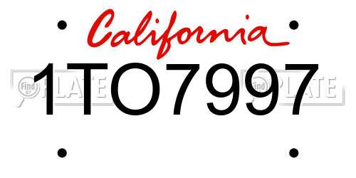 1TO7997 California License Plate