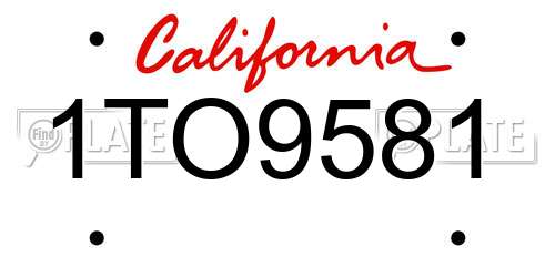 1TO9581 California License Plate