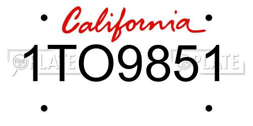 1TO9851 California License Plate