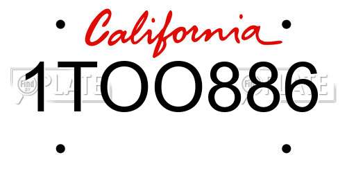 1TOO886 California License Plate