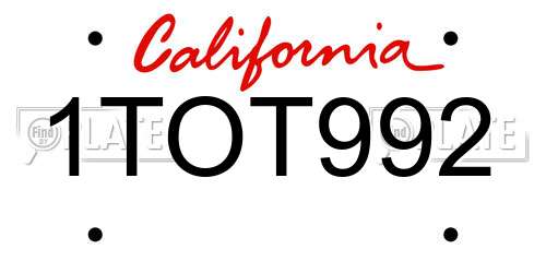1TOT992 California License Plate