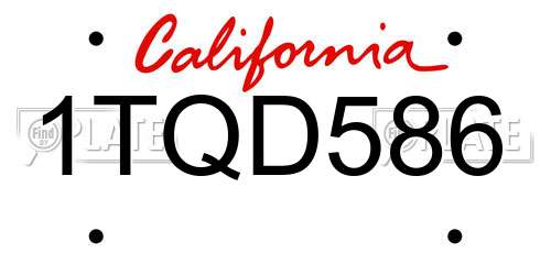 1TQD586 California License Plate