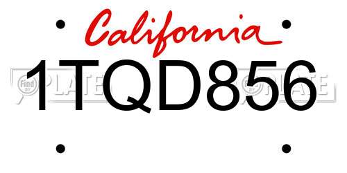 1TQD856 California License Plate