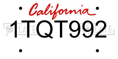 1TQT992 California License Plate