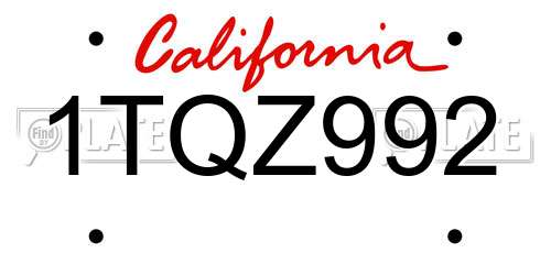 1TQZ992 California License Plate