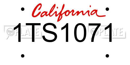1TS1071 California License Plate