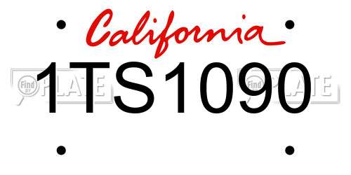 1TS1090 California License Plate