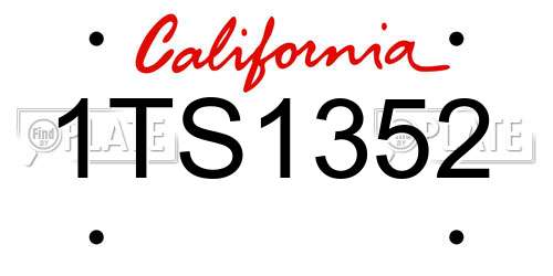 1TS1352 California License Plate