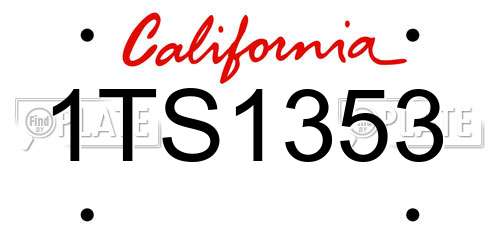 1TS1353 California License Plate