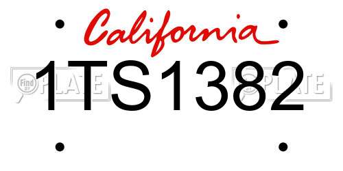 1TS1382 California License Plate