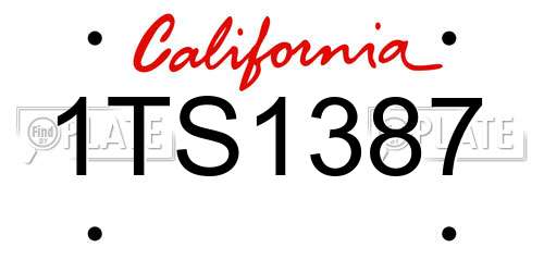1TS1387 California License Plate