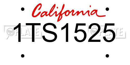 1TS1525 California License Plate