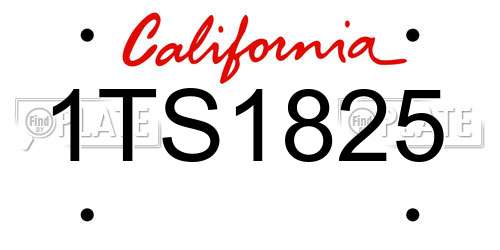 1TS1825 California License Plate