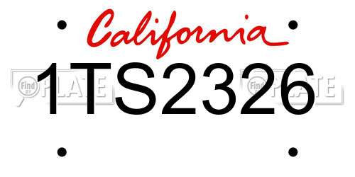 1TS2326 California License Plate