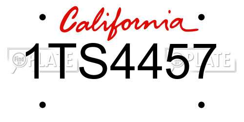 1TS4457 California License Plate