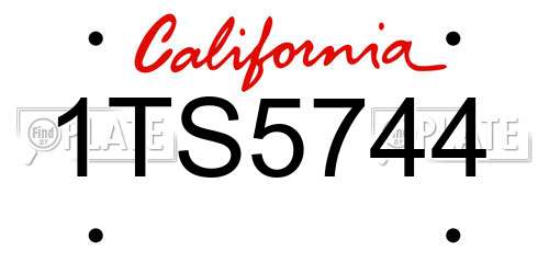 1TS5744 California License Plate