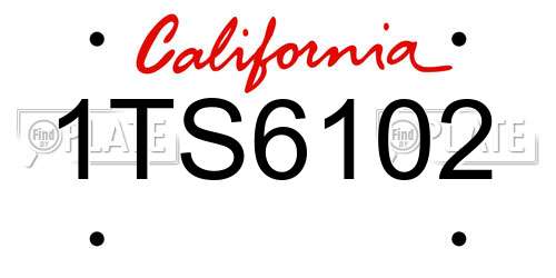 1TS6102 California License Plate
