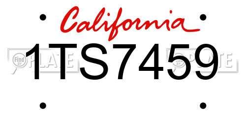 1TS7459 California License Plate