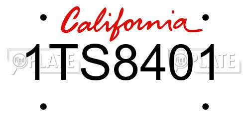 1TS8401 California License Plate