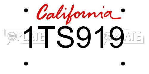 1TS919 California License Plate