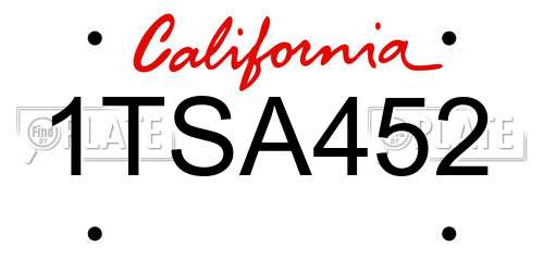 1TSA452 California License Plate