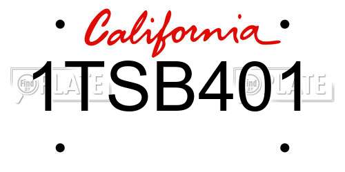 1TSB401 California License Plate