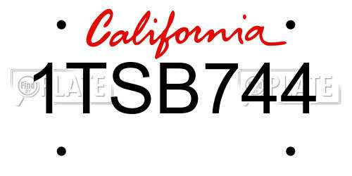 1TSB744 California License Plate