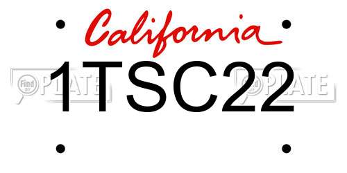 1TSC22 California License Plate