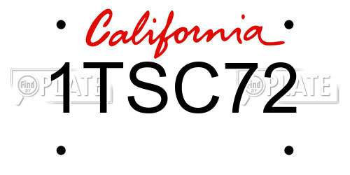 1TSC72 California License Plate