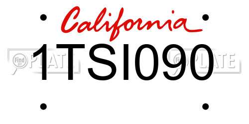 1TSI090 California License Plate
