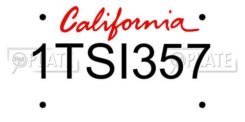 1TSI357 California License Plate