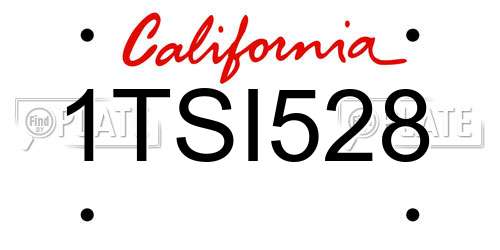 1TSI528 California License Plate